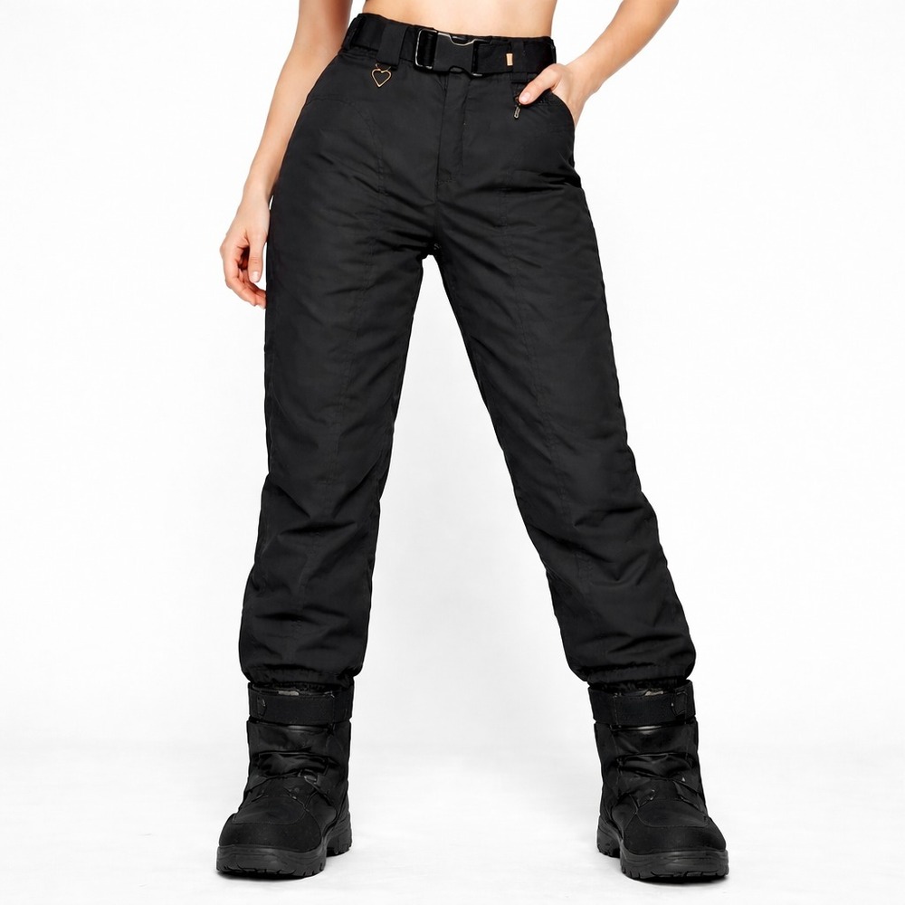 Vintage 90s Obermeyer‎ Ski Pants Women's Size 8 Black Built-In Adjustable Belt
